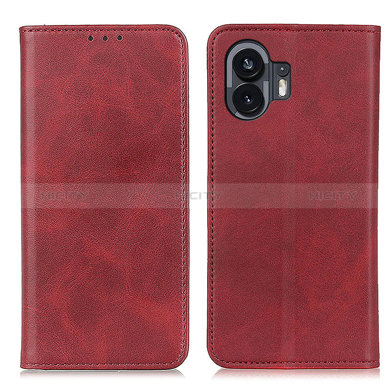 Custodia Portafoglio In Pelle Cover con Supporto A02D per Nothing Phone 2 Rosso