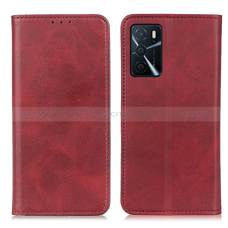 Custodia Portafoglio In Pelle Cover con Supporto A02D per Oppo A16 Rosso