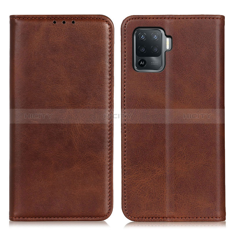 Custodia Portafoglio In Pelle Cover con Supporto A02D per Oppo Reno5 Lite Marrone