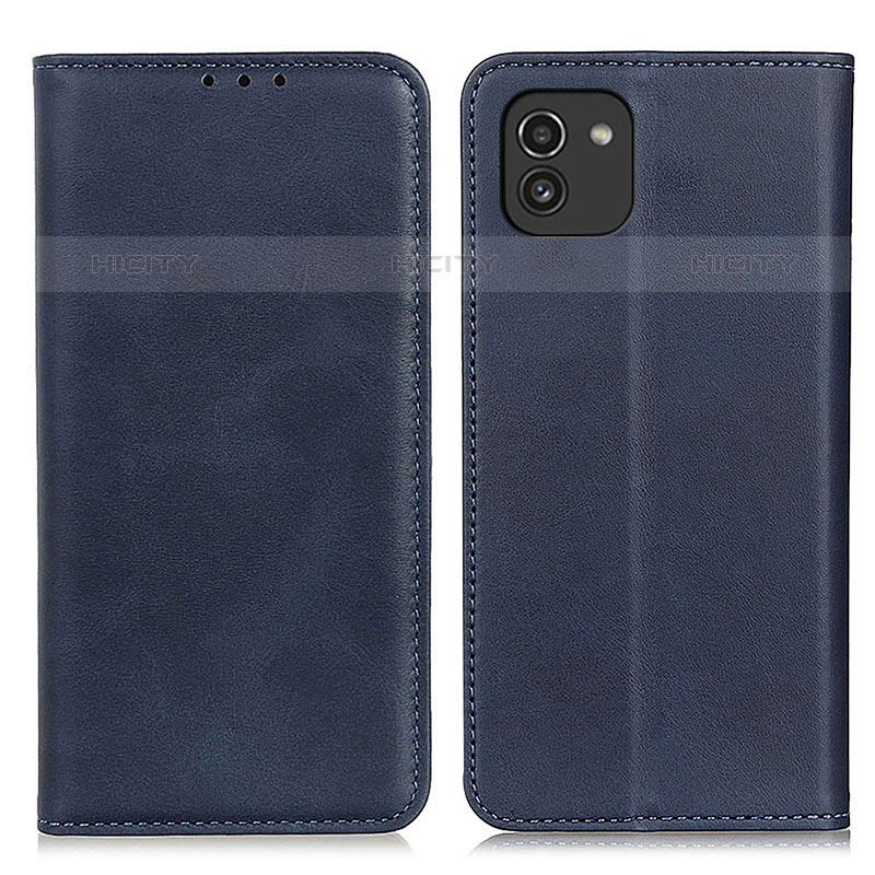 Custodia Portafoglio In Pelle Cover con Supporto A02D per Samsung Galaxy A03 Blu