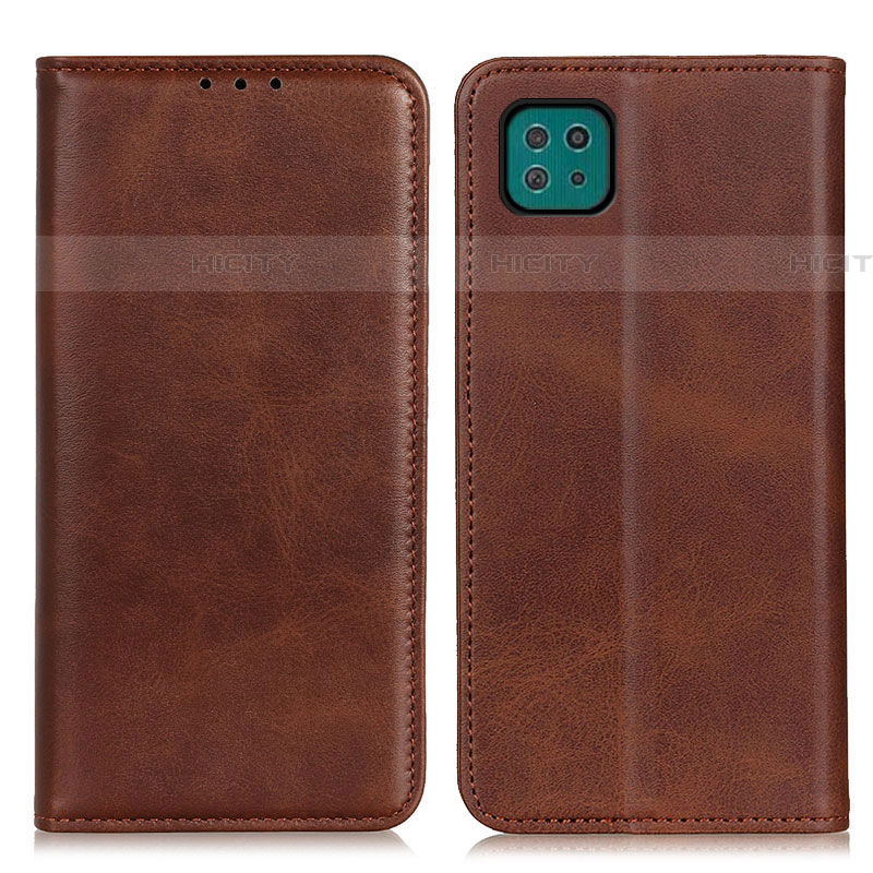 Custodia Portafoglio In Pelle Cover con Supporto A02D per Samsung Galaxy F42 5G Marrone