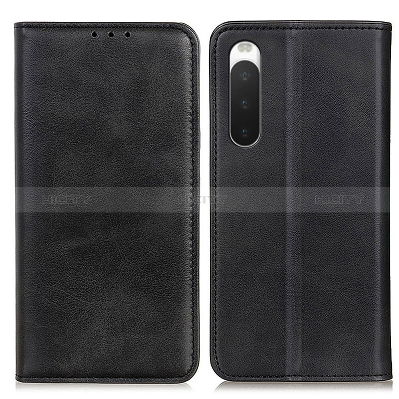 Custodia Portafoglio In Pelle Cover con Supporto A02D per Sony Xperia 10 IV SO-52C Nero