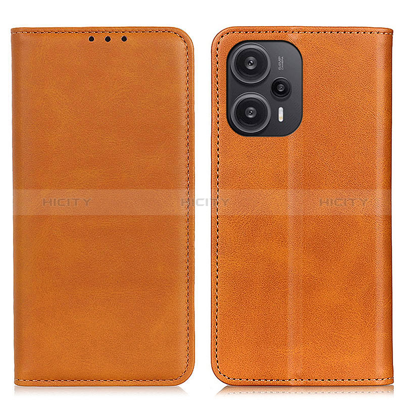 Custodia Portafoglio In Pelle Cover con Supporto A02D per Xiaomi Redmi Note 12 Turbo 5G Marrone Chiaro