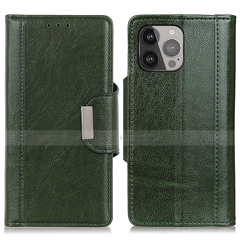 Custodia Portafoglio In Pelle Cover con Supporto A03 per Apple iPhone 13 Pro Verde