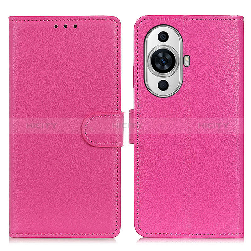 Custodia Portafoglio In Pelle Cover con Supporto A03D per Huawei Nova 11 Pro Rosa Caldo