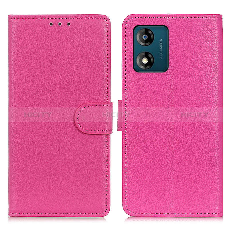 Custodia Portafoglio In Pelle Cover con Supporto A03D per Motorola Moto E13 Rosa Caldo