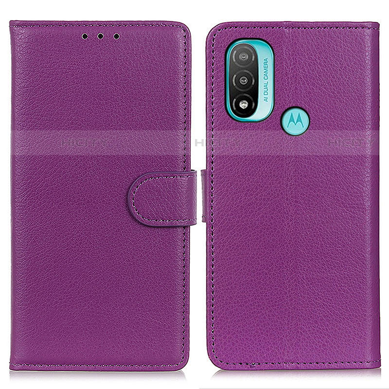 Custodia Portafoglio In Pelle Cover con Supporto A03D per Motorola Moto E30 Viola