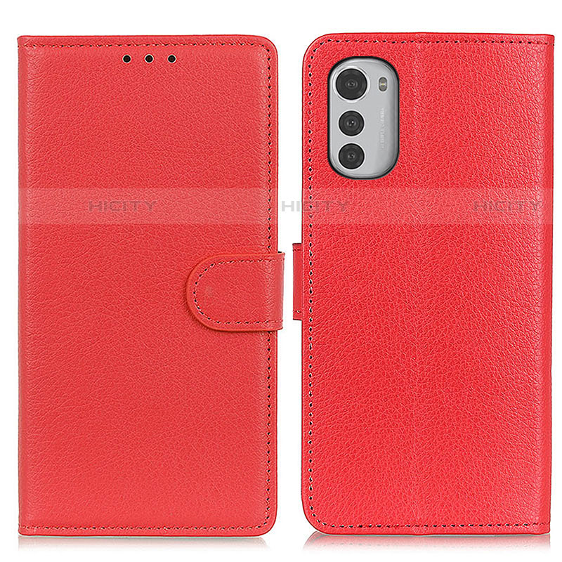 Custodia Portafoglio In Pelle Cover con Supporto A03D per Motorola Moto E32 Rosso