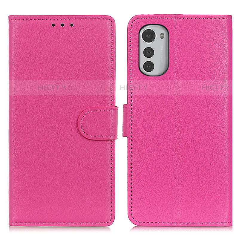 Custodia Portafoglio In Pelle Cover con Supporto A03D per Motorola Moto E32s Rosa Caldo