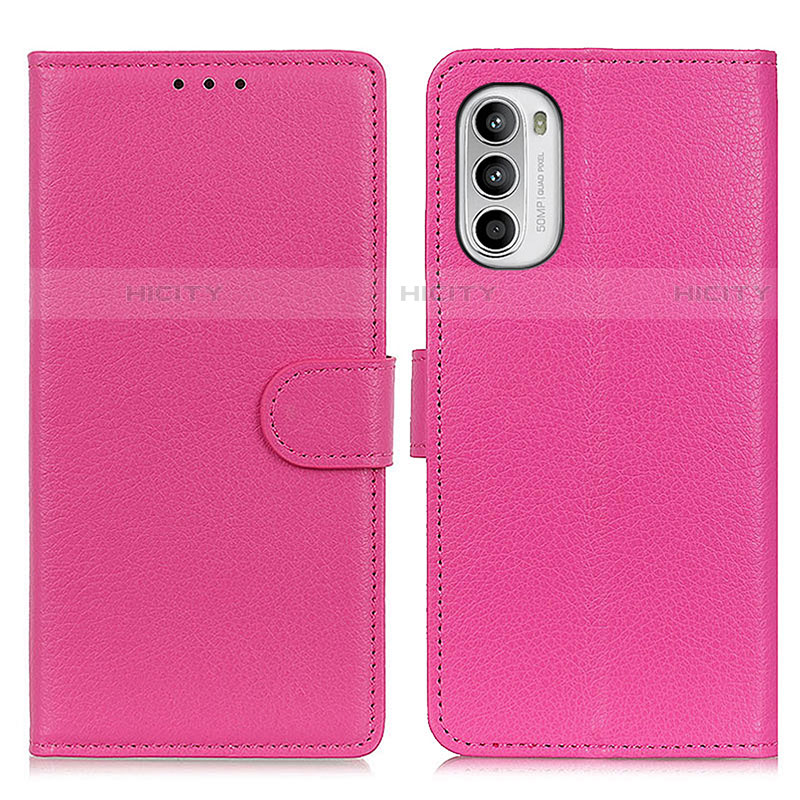 Custodia Portafoglio In Pelle Cover con Supporto A03D per Motorola Moto Edge (2022) 5G Rosa Caldo