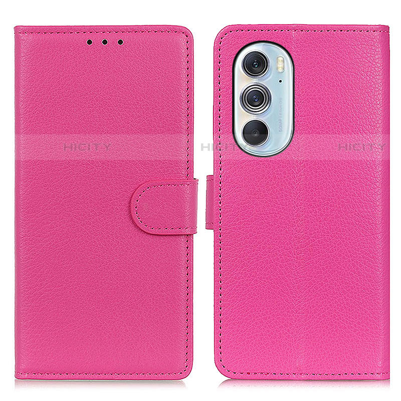 Custodia Portafoglio In Pelle Cover con Supporto A03D per Motorola Moto Edge Plus (2022) 5G Rosa Caldo