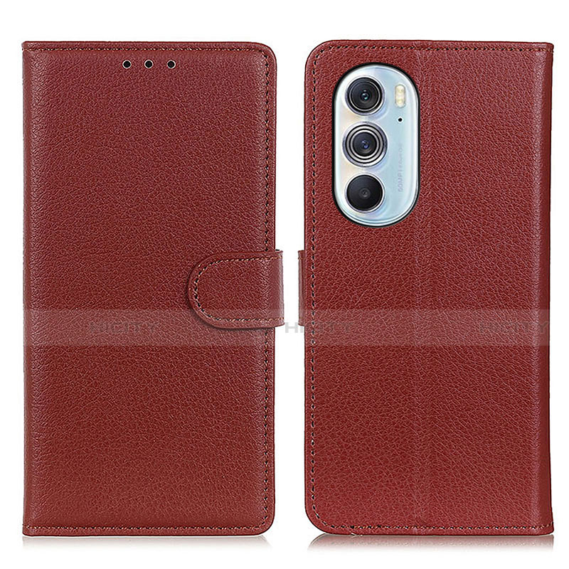 Custodia Portafoglio In Pelle Cover con Supporto A03D per Motorola Moto Edge X30 5G Marrone