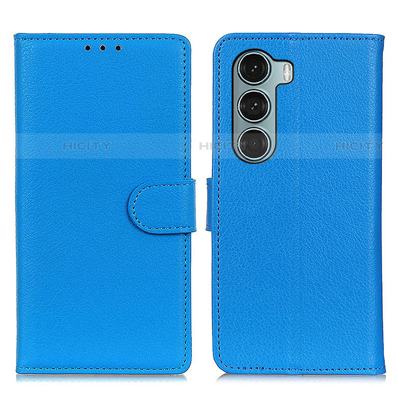 Custodia Portafoglio In Pelle Cover con Supporto A03D per Motorola Moto G200 5G Cielo Blu