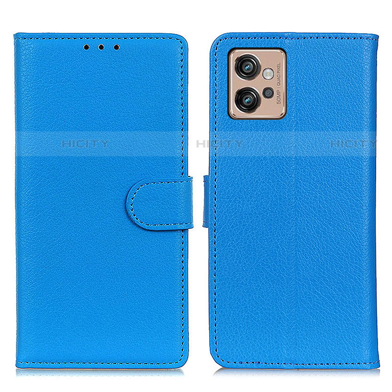 Custodia Portafoglio In Pelle Cover con Supporto A03D per Motorola Moto G32 Cielo Blu