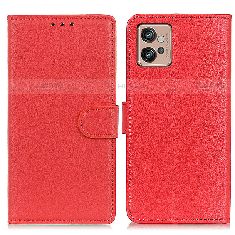 Custodia Portafoglio In Pelle Cover con Supporto A03D per Motorola Moto G32 Rosso