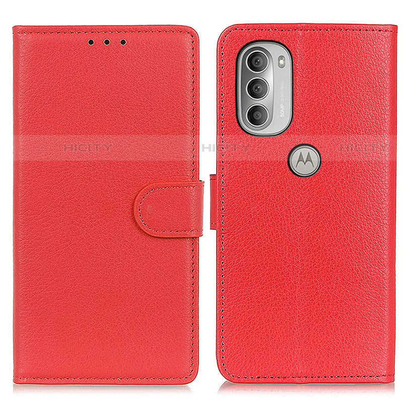 Custodia Portafoglio In Pelle Cover con Supporto A03D per Motorola Moto G51 5G Rosso