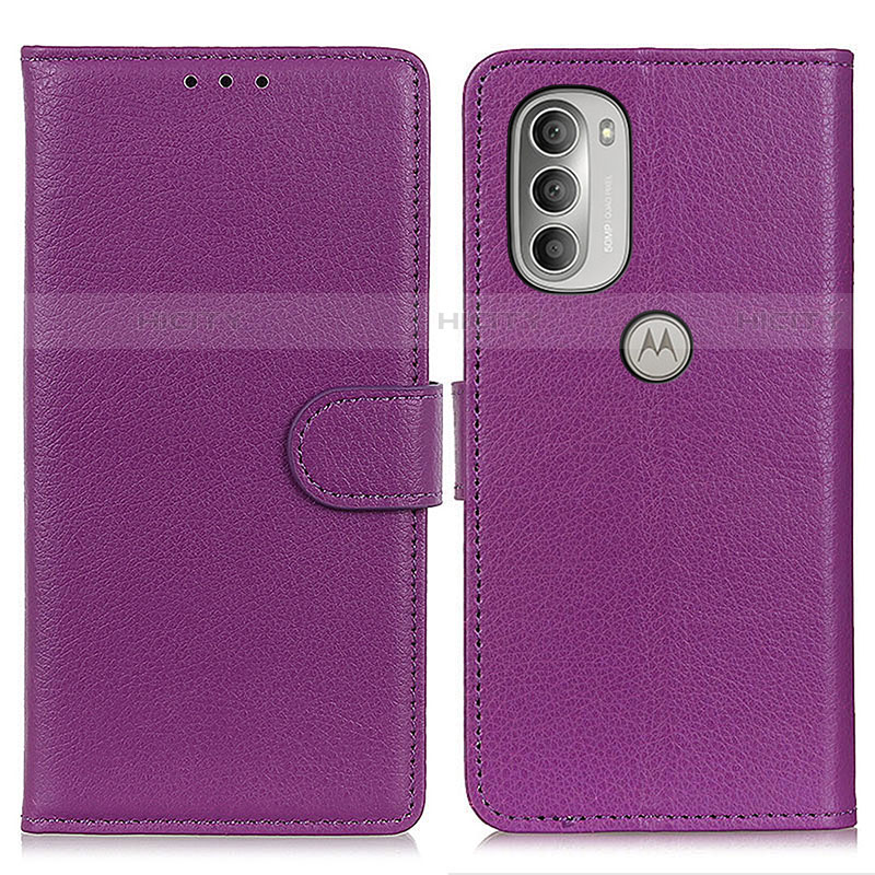 Custodia Portafoglio In Pelle Cover con Supporto A03D per Motorola Moto G51 5G Viola