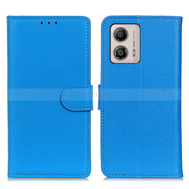 Custodia Portafoglio In Pelle Cover con Supporto A03D per Motorola Moto G53j 5G Cielo Blu