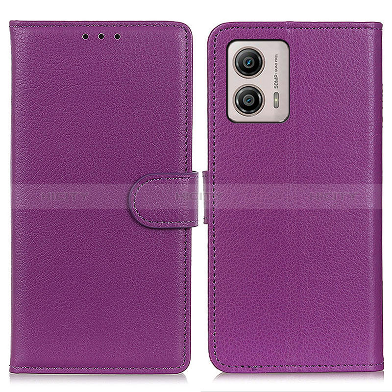 Custodia Portafoglio In Pelle Cover con Supporto A03D per Motorola Moto G53j 5G Viola