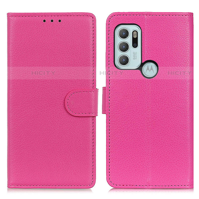 Custodia Portafoglio In Pelle Cover con Supporto A03D per Motorola Moto G60s Rosa Caldo