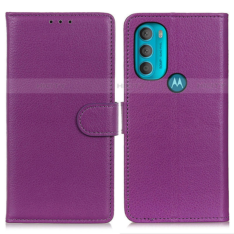Custodia Portafoglio In Pelle Cover con Supporto A03D per Motorola Moto G71 5G Viola