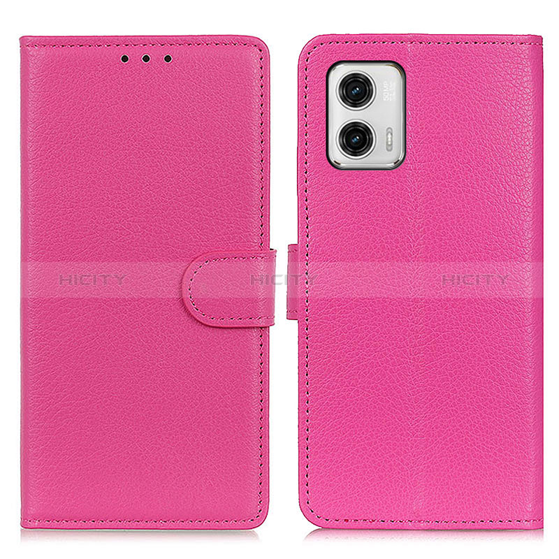 Custodia Portafoglio In Pelle Cover con Supporto A03D per Motorola Moto G73 5G Rosa Caldo