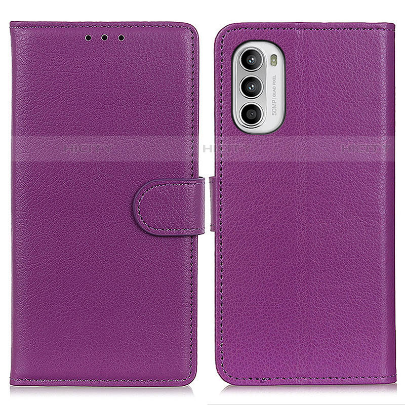 Custodia Portafoglio In Pelle Cover con Supporto A03D per Motorola Moto G82 5G Viola