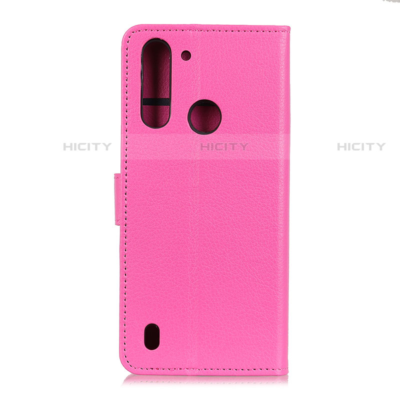 Custodia Portafoglio In Pelle Cover con Supporto A03D per Motorola Moto One Fusion Rosa Caldo