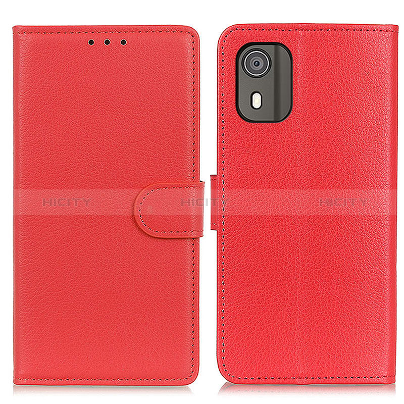 Custodia Portafoglio In Pelle Cover con Supporto A03D per Nokia C02 Rosso