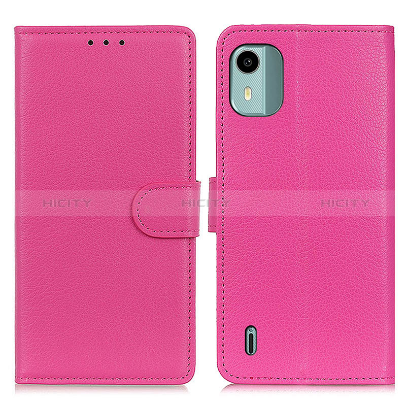 Custodia Portafoglio In Pelle Cover con Supporto A03D per Nokia C12 Pro Rosa Caldo