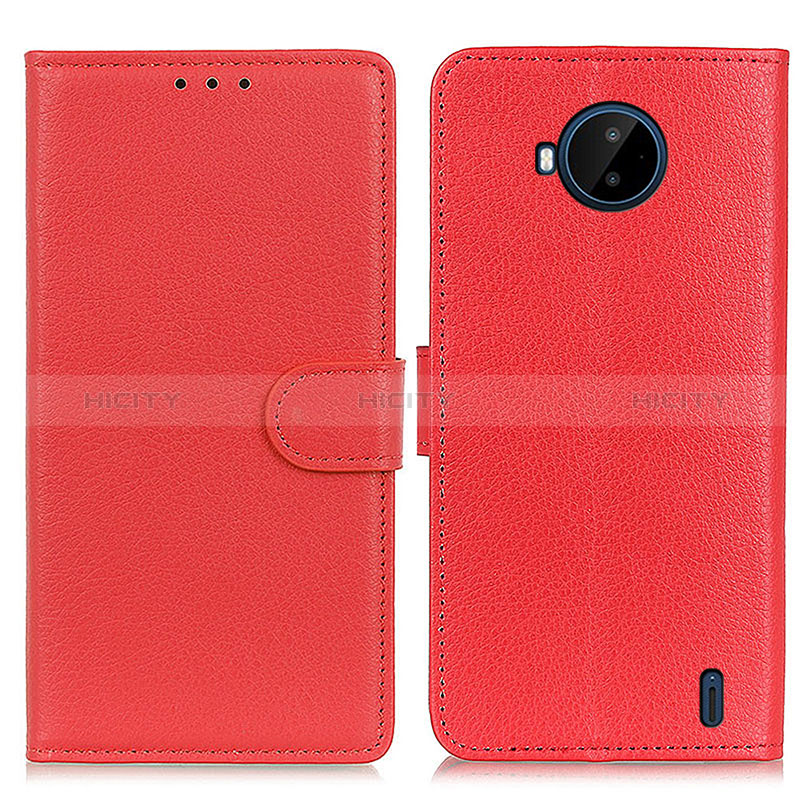 Custodia Portafoglio In Pelle Cover con Supporto A03D per Nokia C20 Plus Rosso