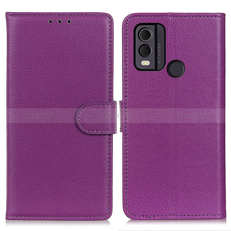 Custodia Portafoglio In Pelle Cover con Supporto A03D per Nokia C22 Viola