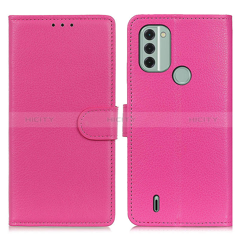 Custodia Portafoglio In Pelle Cover con Supporto A03D per Nokia C31 Rosa Caldo