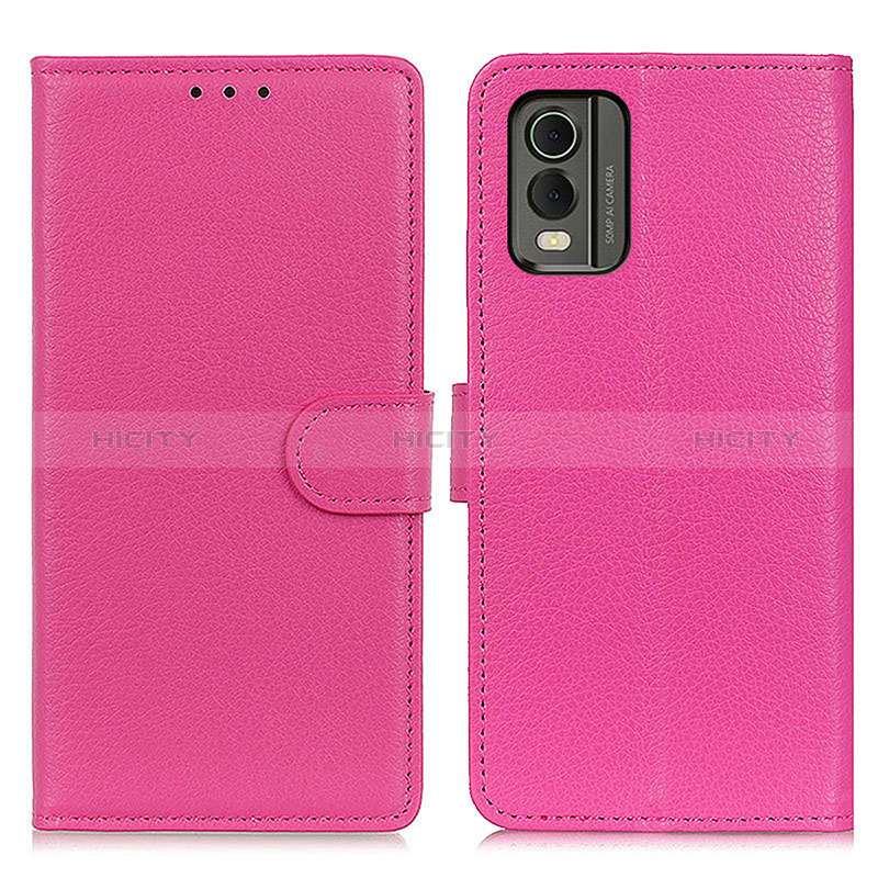 Custodia Portafoglio In Pelle Cover con Supporto A03D per Nokia C32 Rosa Caldo