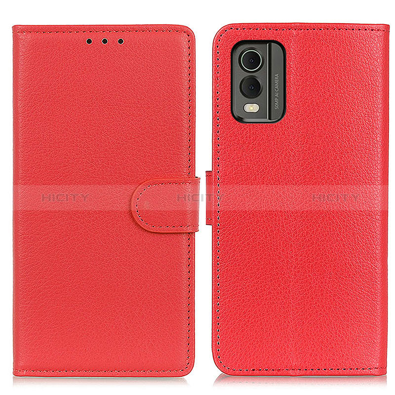 Custodia Portafoglio In Pelle Cover con Supporto A03D per Nokia C32 Rosso