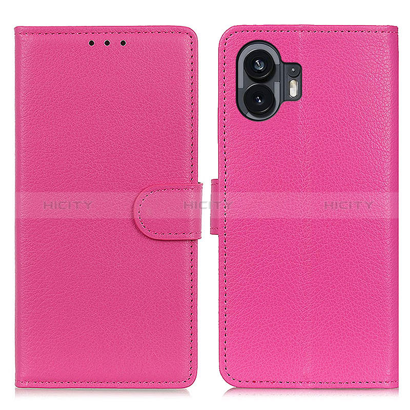 Custodia Portafoglio In Pelle Cover con Supporto A03D per Nothing Phone 2 Rosa Caldo