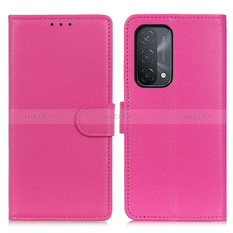 Custodia Portafoglio In Pelle Cover con Supporto A03D per Oppo A54 5G Rosa Caldo