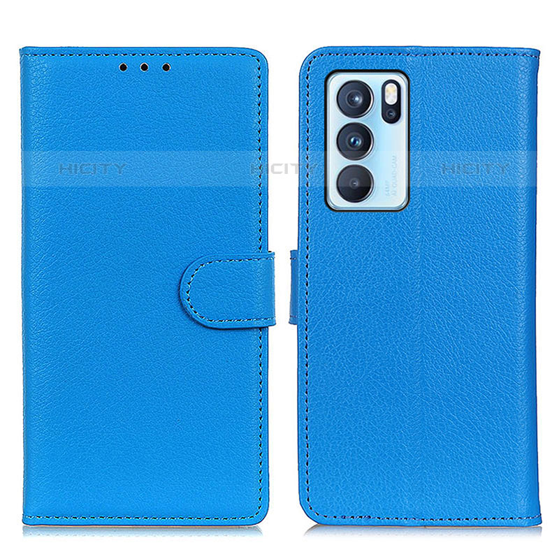 Custodia Portafoglio In Pelle Cover con Supporto A03D per Oppo Reno6 Pro 5G India Cielo Blu