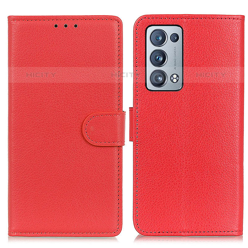 Custodia Portafoglio In Pelle Cover con Supporto A03D per Oppo Reno6 Pro+ Plus 5G Rosso