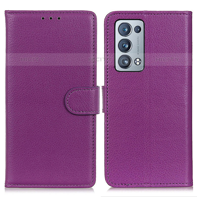 Custodia Portafoglio In Pelle Cover con Supporto A03D per Oppo Reno6 Pro+ Plus 5G Viola