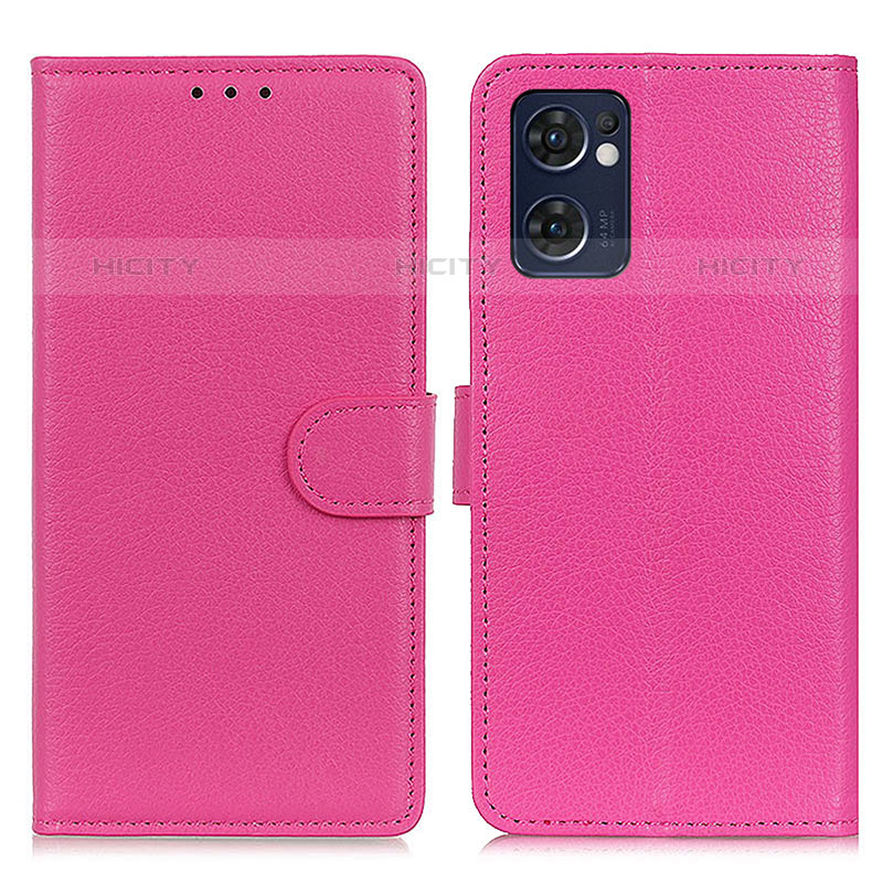 Custodia Portafoglio In Pelle Cover con Supporto A03D per Oppo Reno7 5G Rosa Caldo