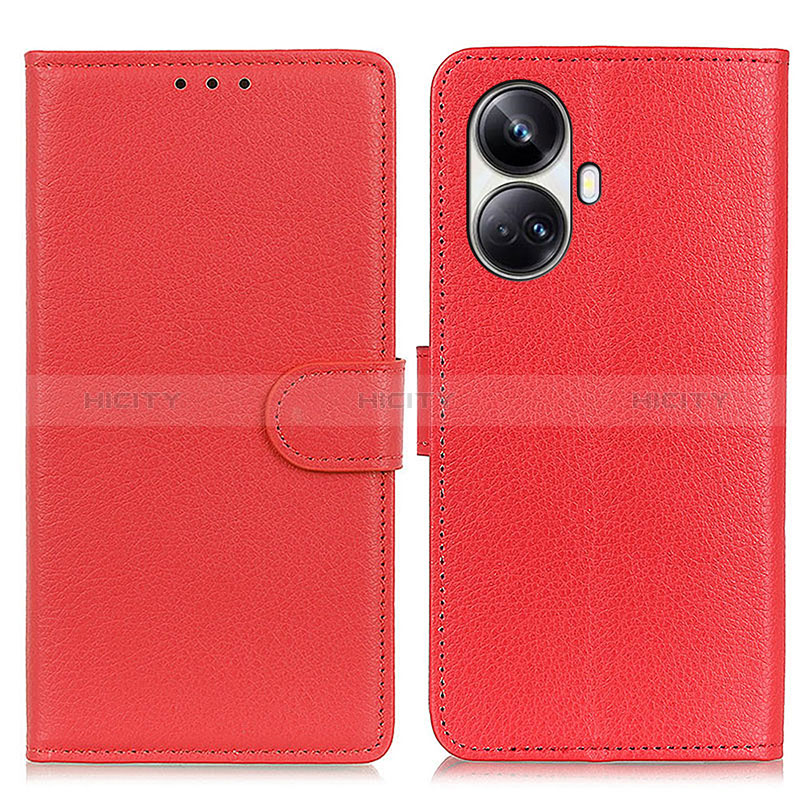 Custodia Portafoglio In Pelle Cover con Supporto A03D per Realme 10 Pro+ Plus 5G Rosso