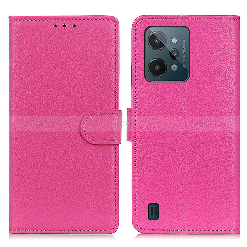 Custodia Portafoglio In Pelle Cover con Supporto A03D per Realme C31 Rosa Caldo