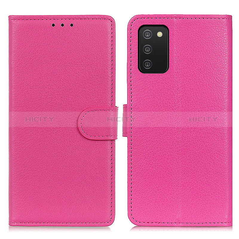 Custodia Portafoglio In Pelle Cover con Supporto A03D per Samsung Galaxy A02s Rosa Caldo