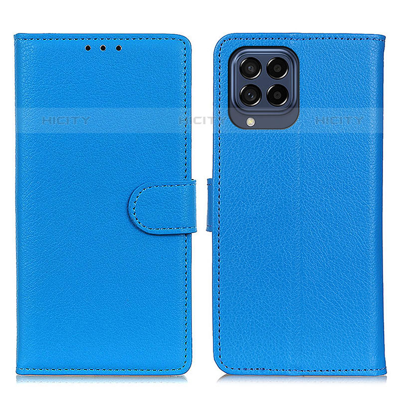 Custodia Portafoglio In Pelle Cover con Supporto A03D per Samsung Galaxy M53 5G Cielo Blu