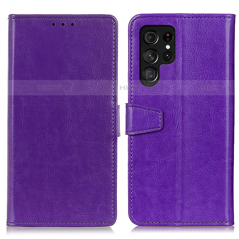 Custodia Portafoglio In Pelle Cover con Supporto A03D per Samsung Galaxy S22 Ultra 5G Viola