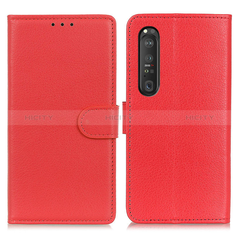 Custodia Portafoglio In Pelle Cover con Supporto A03D per Sony Xperia 1 III Rosso