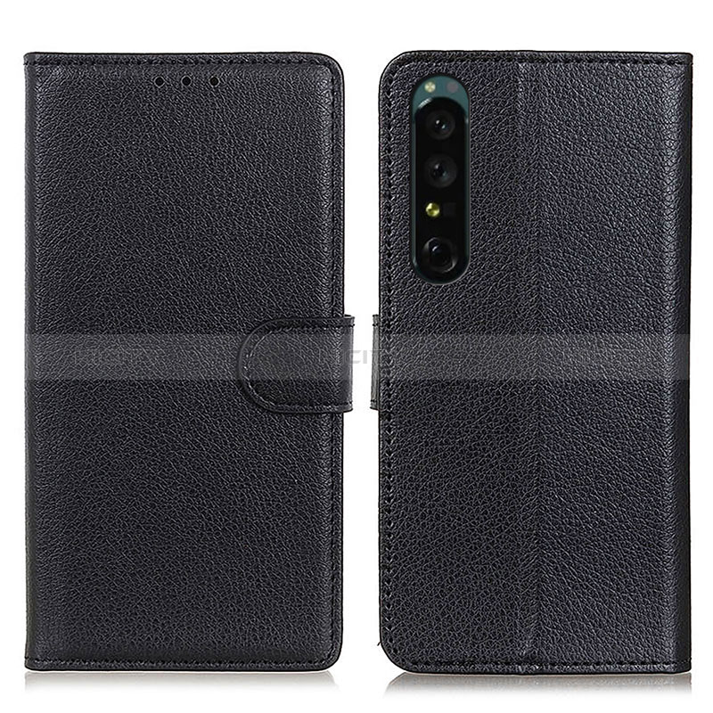 Custodia Portafoglio In Pelle Cover con Supporto A03D per Sony Xperia 1 IV SO-51C Nero