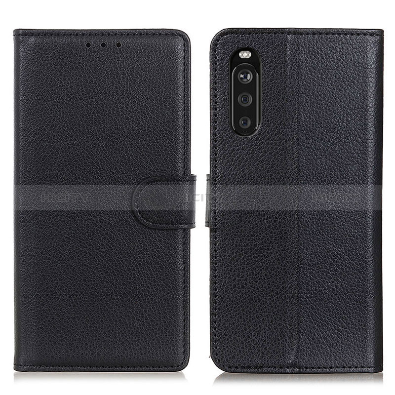 Custodia Portafoglio In Pelle Cover con Supporto A03D per Sony Xperia 10 III Lite Nero