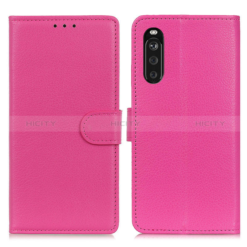 Custodia Portafoglio In Pelle Cover con Supporto A03D per Sony Xperia 10 III SO-52B Rosa Caldo